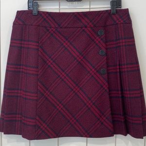 Knee-length Plaid/Herringbone Wool Skirt
